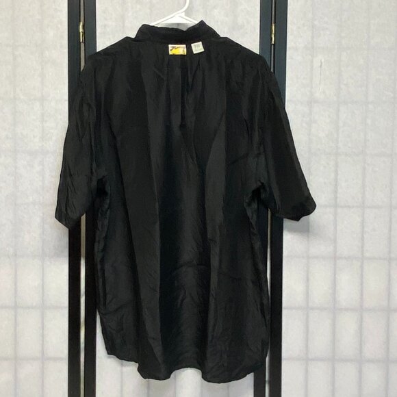 Creative Edge Vintage Short Sleeve Washable Silk Button Front Collared Shirt L - Picture 6 of 12